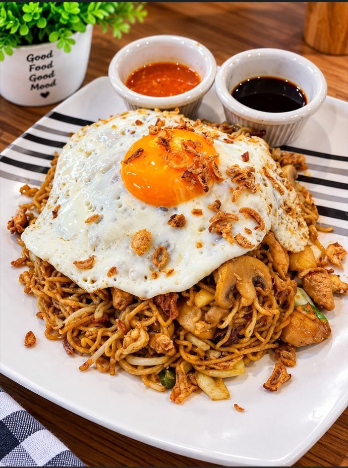 Mee Kolok with Fried Egg